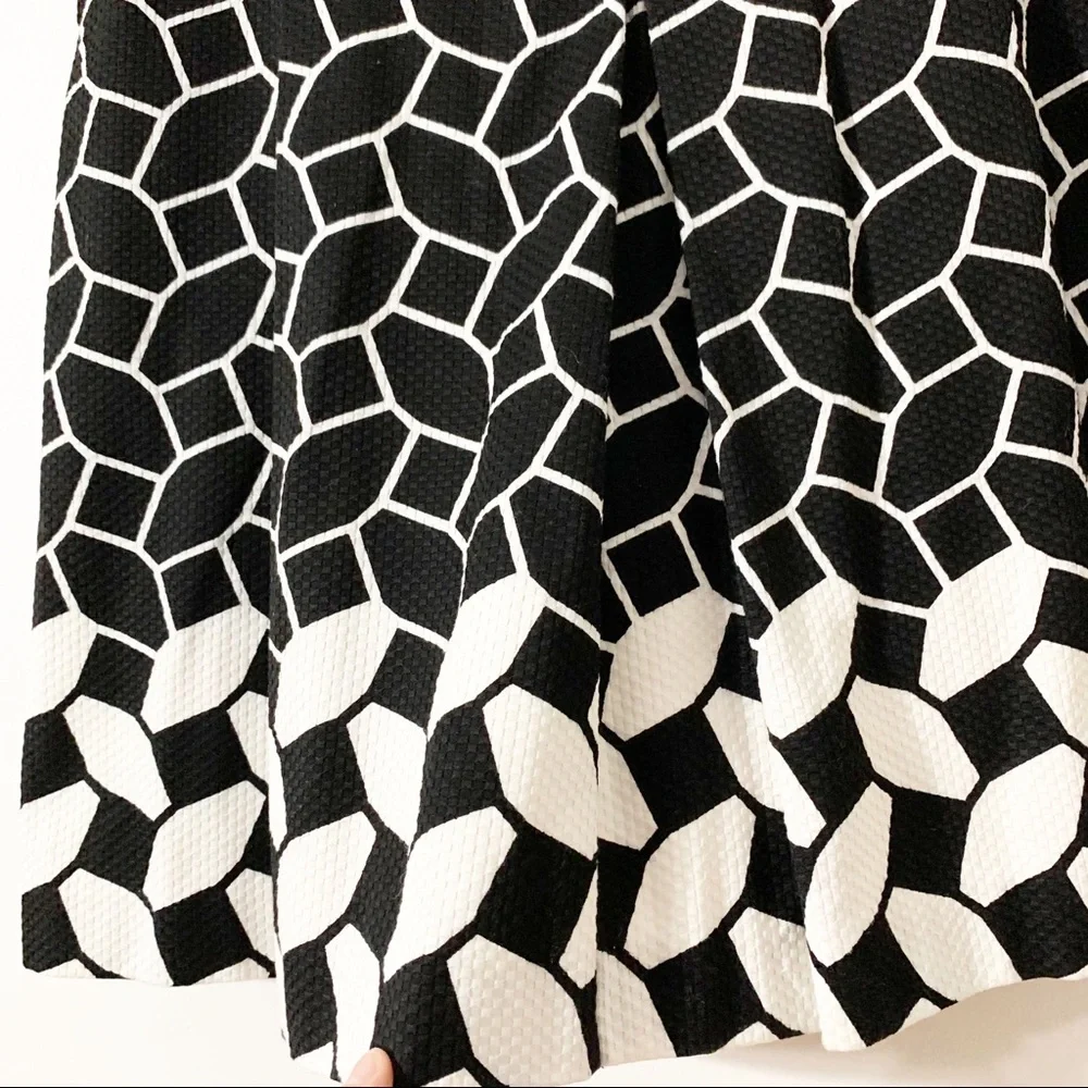 Talbots Geometric Shape Printed A-line Cotton Skirt Front Pleating Invisible Zip - Picture 8 of 14